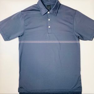 DUNNING GOLF Polo Shirt Gray w/ Pink Stripes